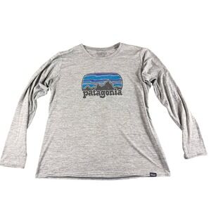 Patagonia Capilene Cool Daily Long Sleeve Shirt Gray Logo Performance Mens L